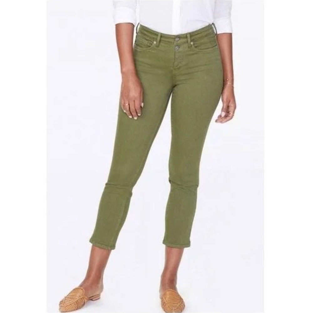 NYDJ Sheri Slim Ankle Jeans Olive Green Size 12